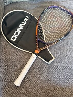 Donnay Gravity 260 Vintage Tennis Racket — Orange & Purple & Sleeve